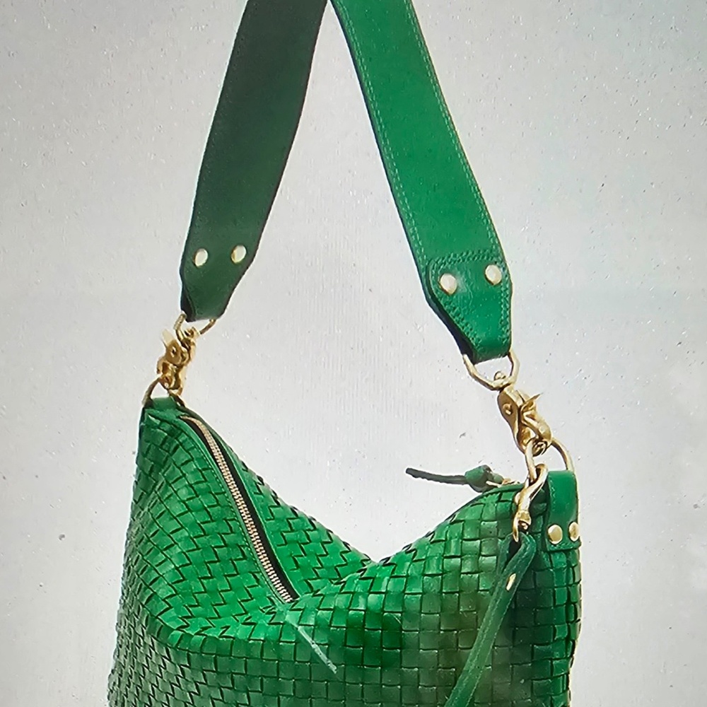 Clare V MOYEN MESSENGER Grass Woven Checker LARGE Handbag Purse $485 NWT